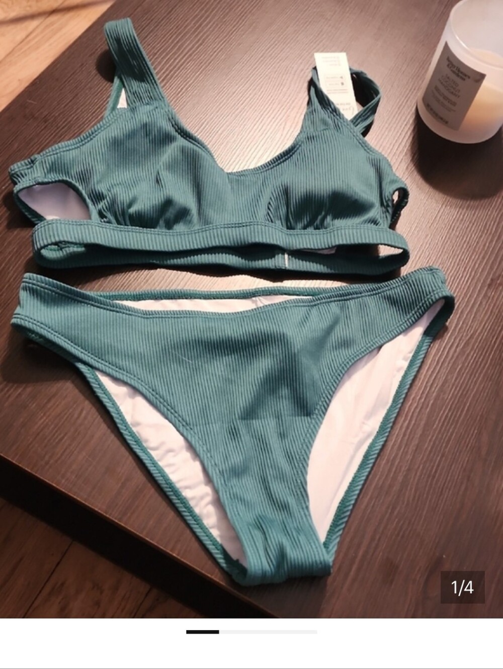 Cupshe Teal Ribbed Two-Piece Bikini Set